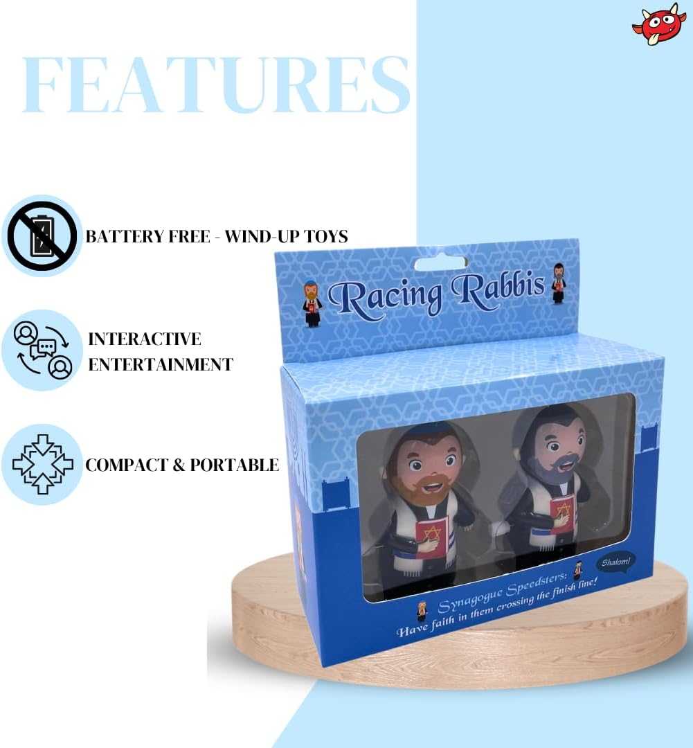 Diabolical Gifts DP1275 Racing Rabbis - Shavuot Gifts, Star of David, Jewish Gifts for Women, Joke Gifts for Men, Hanukkah Gifts, Funny Religious Gifts, Friday Night Dinner Gifts image 4