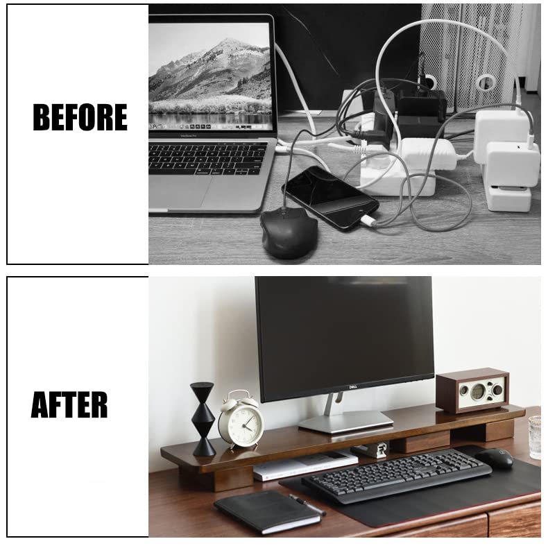 Soporte de Madera Maciza para Monitor que Eleva tu Pantalla y Ordena el Teclado 8