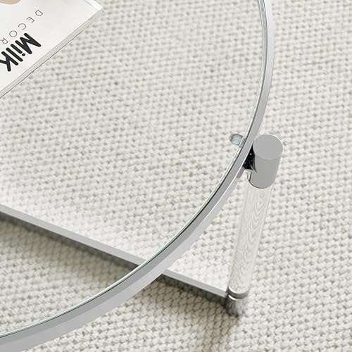 Miniatura 4 de Saint Mossi Mesa de centro de cristal, diseño moderno, mesa de centro de vidrio de una sola capa para espacio vital, 32 pulgadas de diámetro x 17