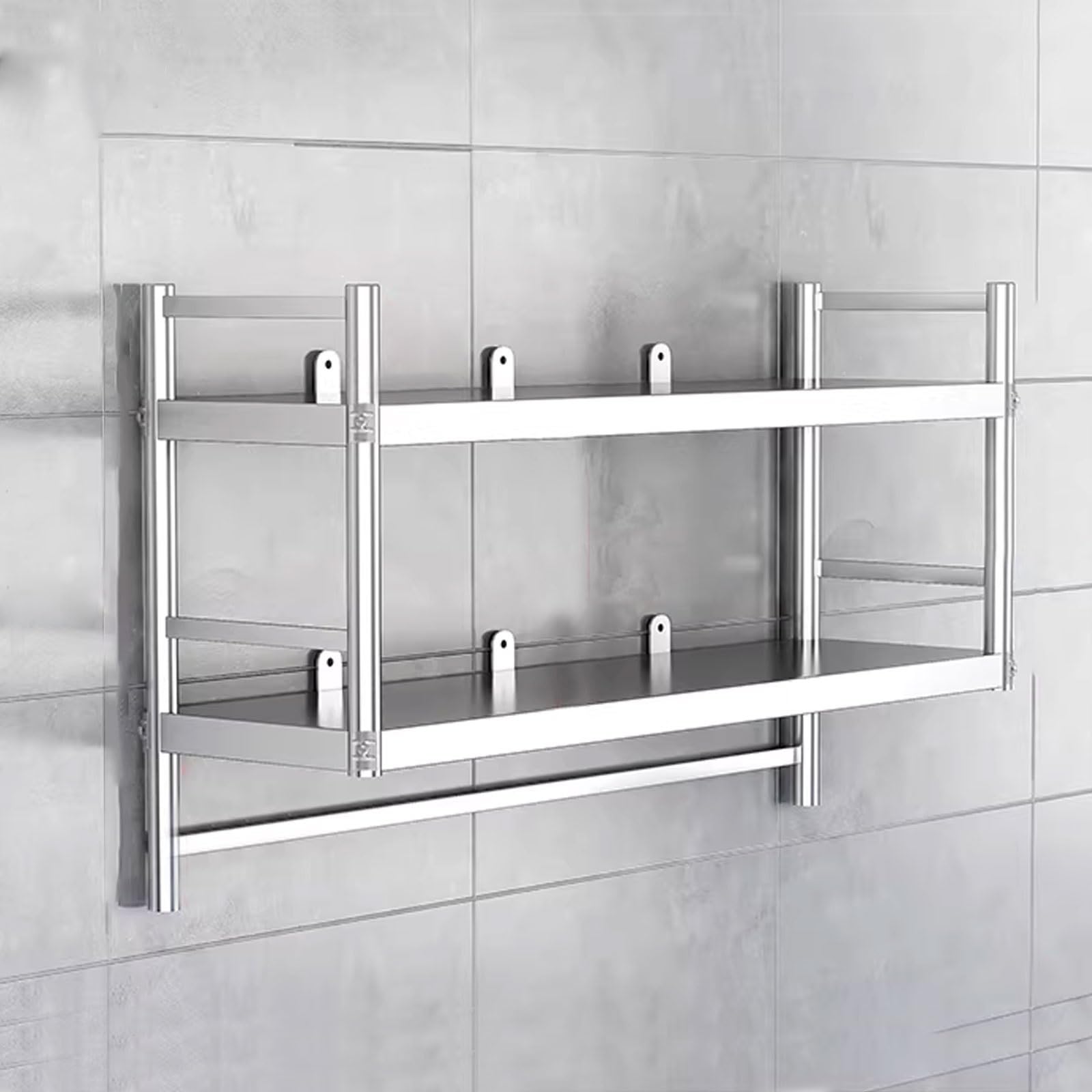 Edelstahl-Wandschrank mit verstellbaren Regalen, 55 kg Tragkraft, Aufbewahrungslösung für Waschküche, Garage und Heimorganisation (80 x 35 x 67 cm)