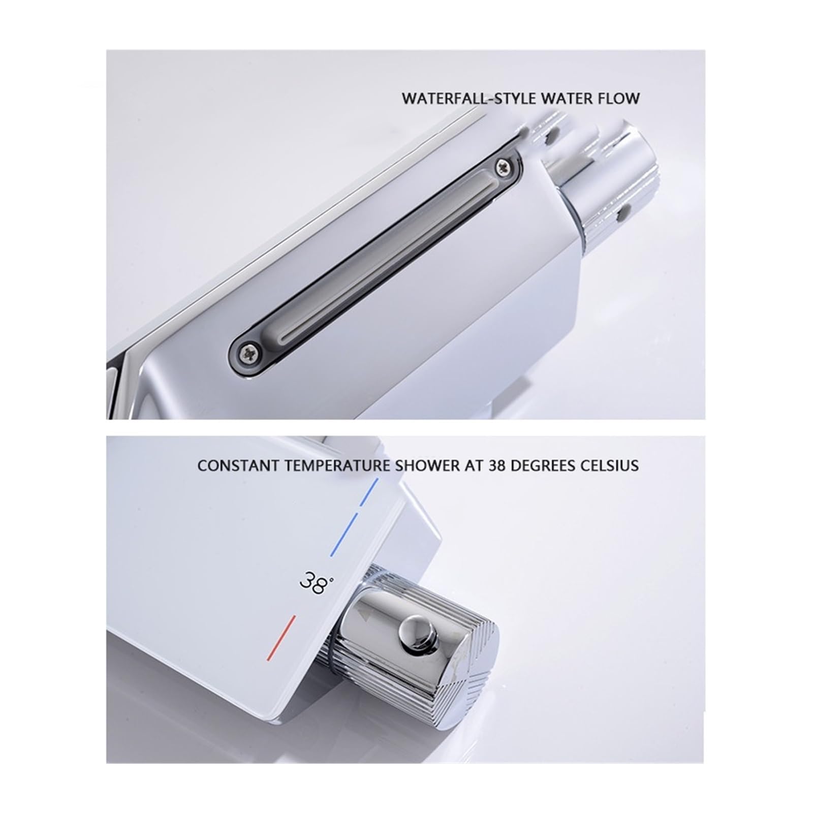 Lussuoso Doccia in Rame Bianco con Controlli termostatici Intelligenti, Kit Doccia Premium Interamente in Rame con Tecnologia termostatica(Negro)