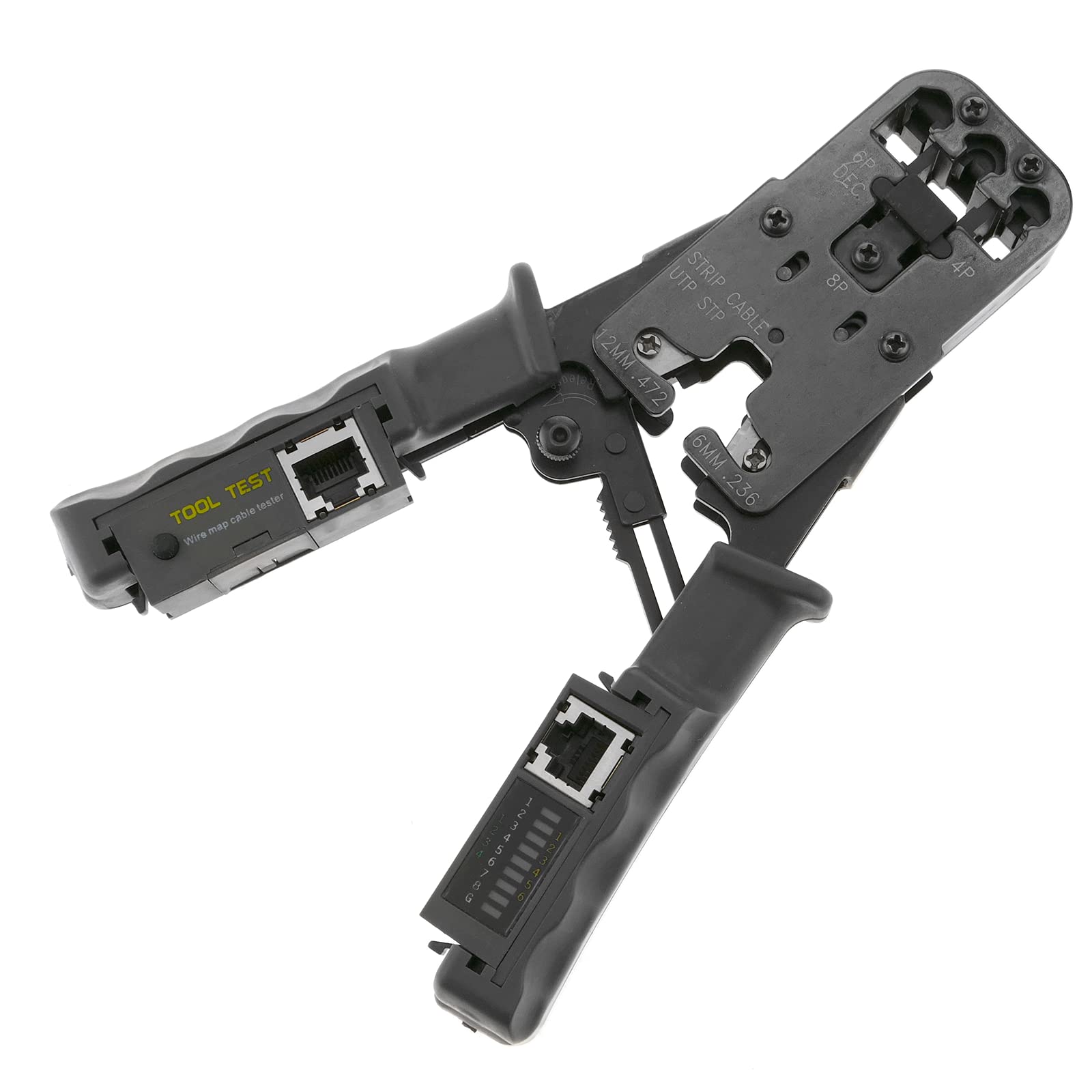 BeMatik - Pince à sertir avec câble RJ11 testeur RJ12 RJ45 RJ9