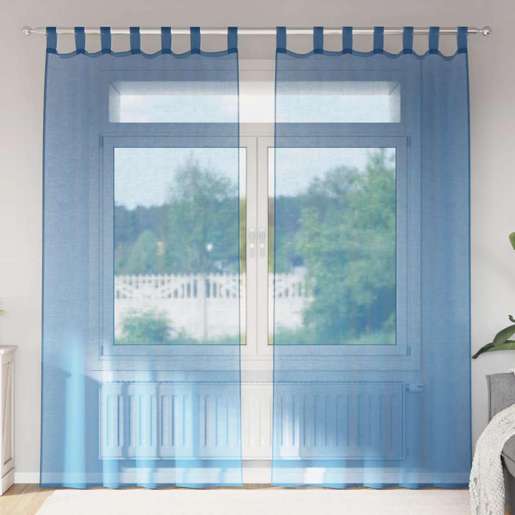 Zasłony z woalu, ze szlufkami, 2 sztuki, królewski błękit, 140 x 225 cm, poliestrowa dekoracja okienna, ochrona przed słońcem, do salonu, sypialni, na balkon