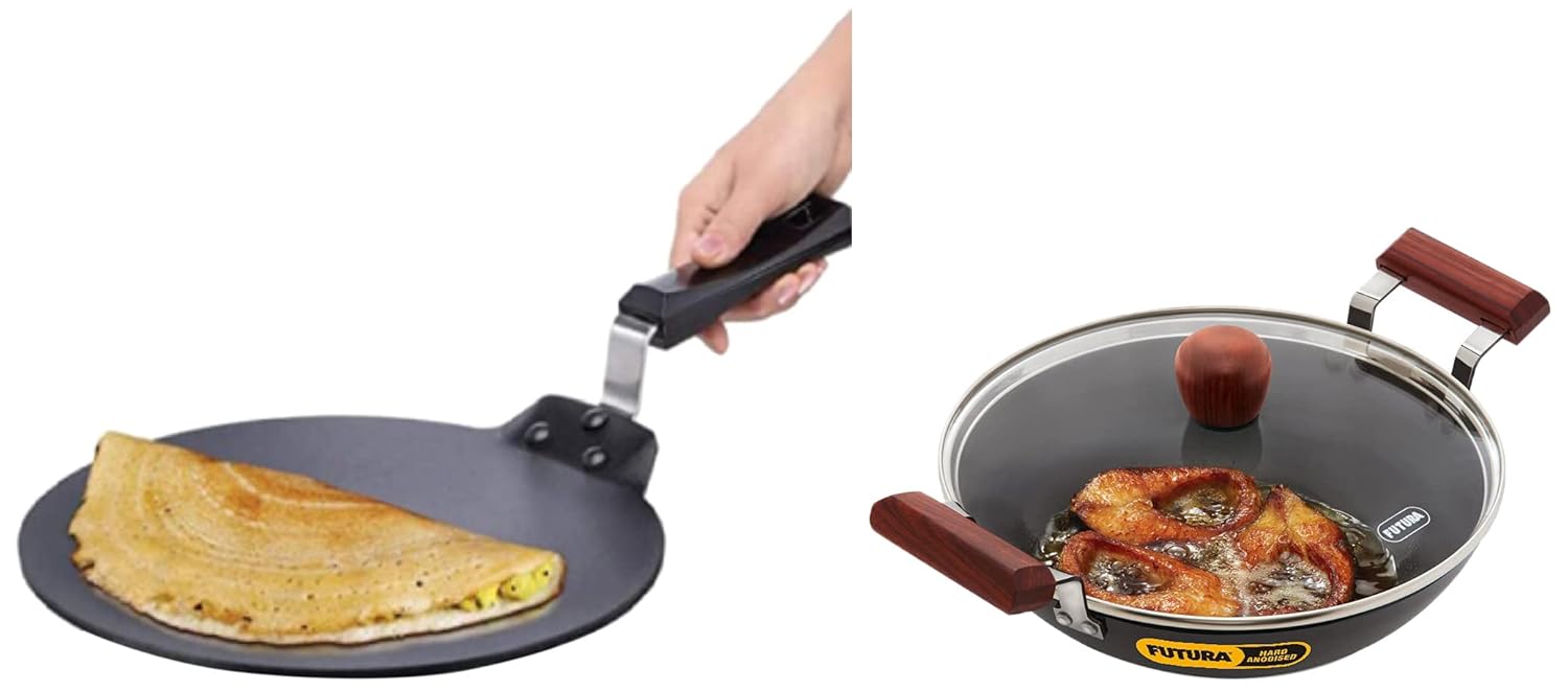 Buy Hawkins Futura Non Stick Dosa Tawa, 33cm, Black & Futura Hard