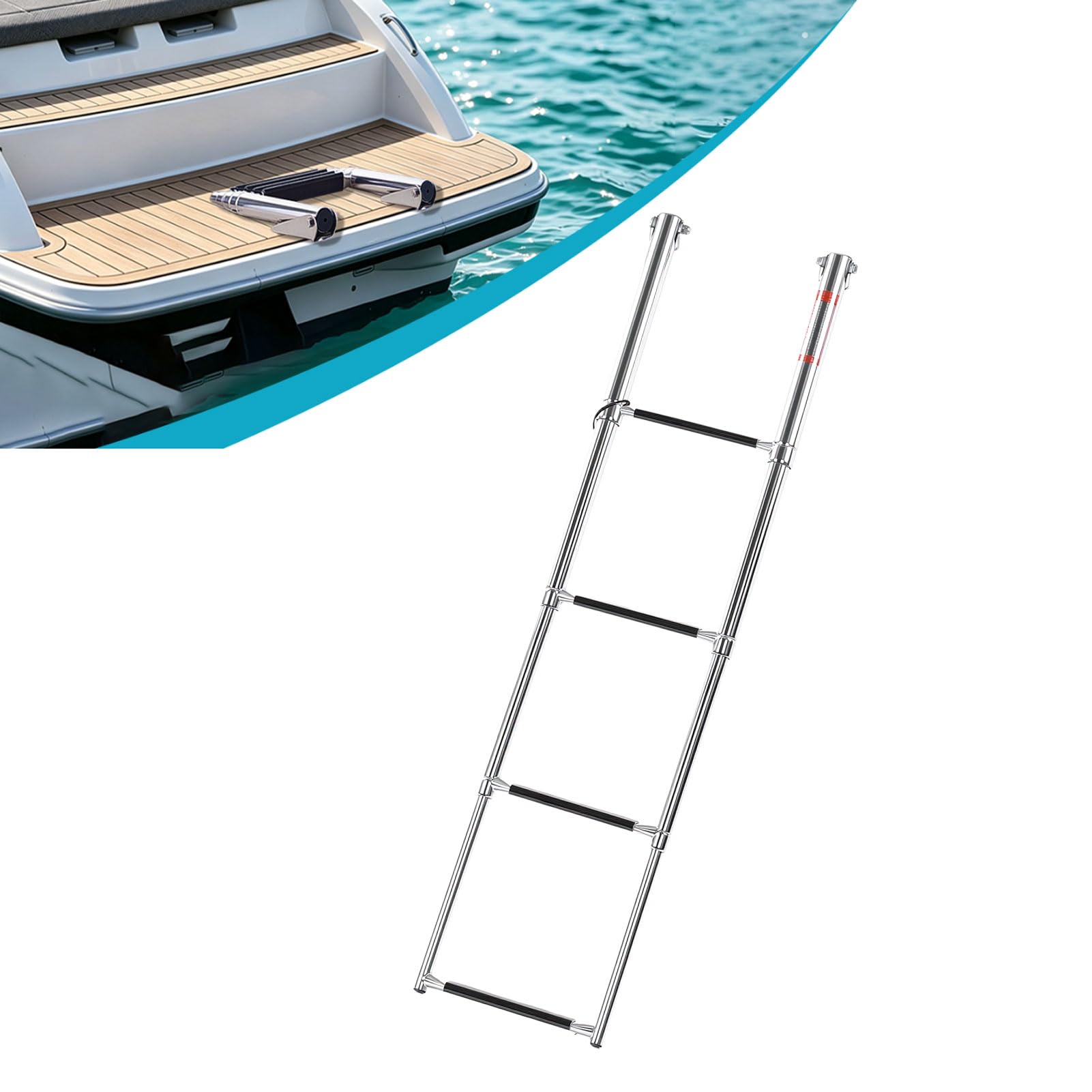Scaletta per Barca Telescopica a 4 Gradini, Scaletta per Pontile Estensibile in Acciaio Inossidabile 316 con 45,6 Pollici per Yacht, Pontile Estensibile per Pontone, Telescopica