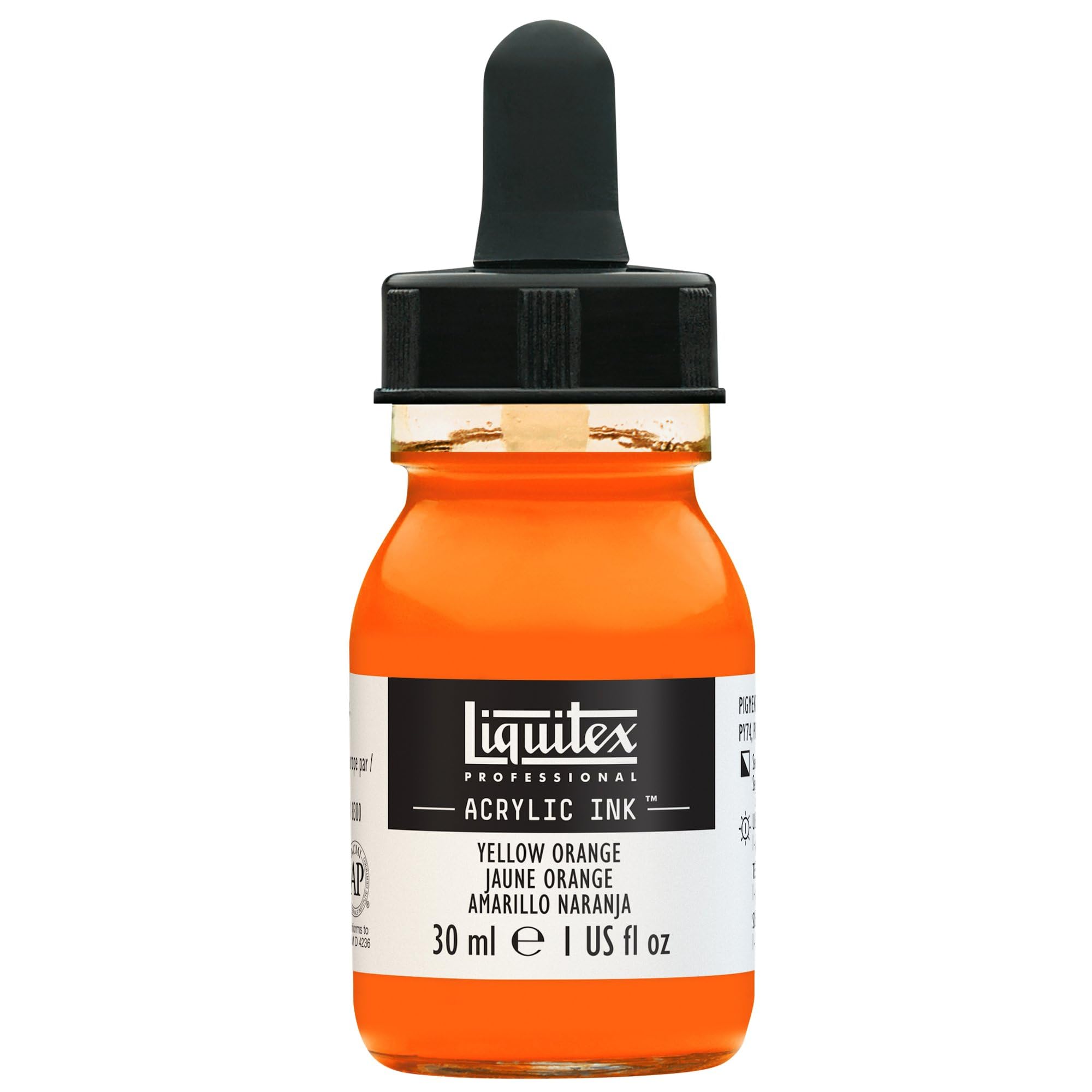 LIQUITEX 4260298 Liquid Professional Acrylic Paints - Ink, 30 ml, Highly Pigmented Airbrush Paint, Yellow Orange