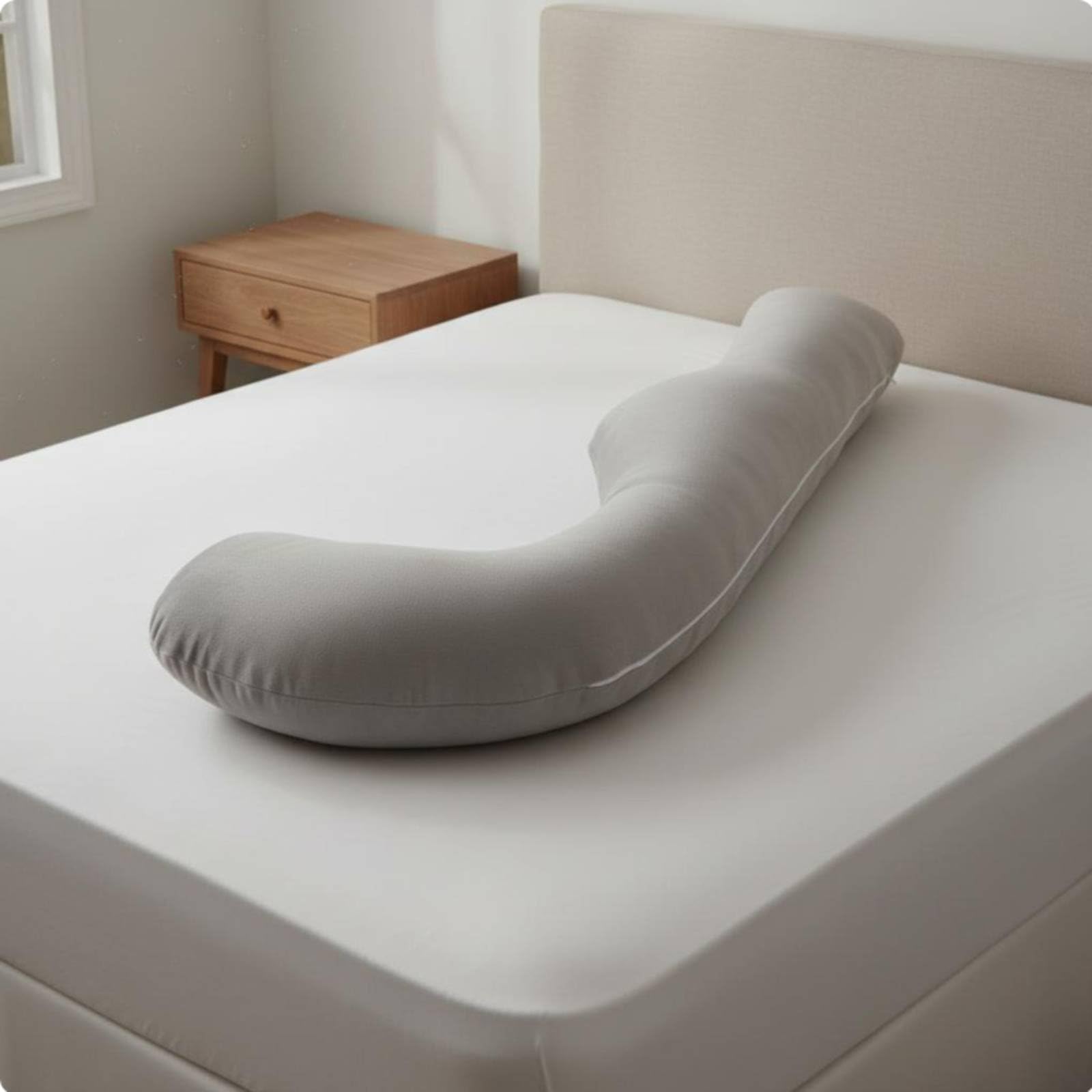 Qianly Almohada de Cuerpo Completo para Embarazadas Multifuncional Almohada de Embarazo Hipoalergénico para Madres Lactantes, Gris Claro, Terciopelo Cristal