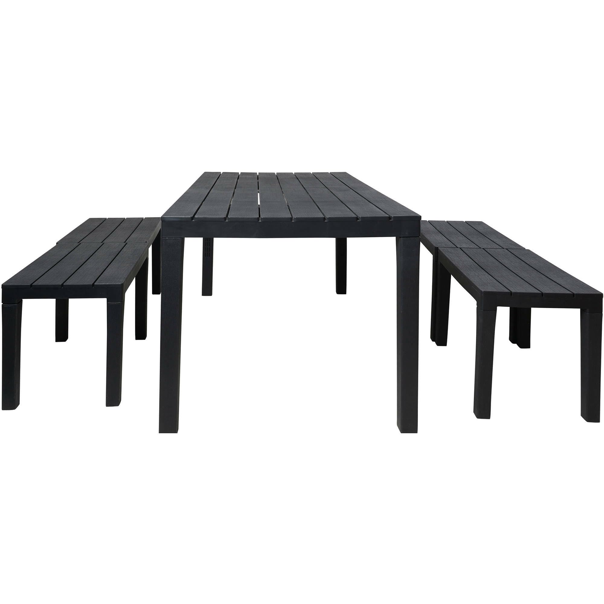 Dmora - Set Salotto da Esterno Sanremo, Composizione da Giardino con 1 Tavolo Rettangolare e 4 panchine, Salottino Indoor e Outdoor da PIC Nic, 100% Made in Italy, Antracite