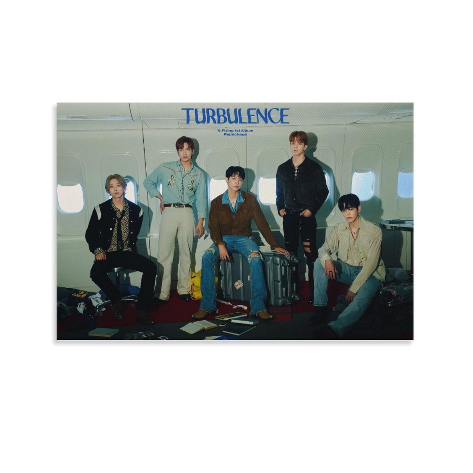 K-pop N.Flying Turbulence Album Poster 1st Concept Poster Painting Canvas Prints Bedroom Large Home Decor Wall Art Picture Canvas Wall 12x18inch(30x45cm)