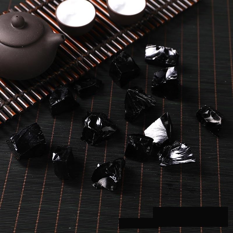 Bulk Crystals and Rocks Natural Large Particles Obsidian Aroma Diffuser Stone Fish Tank Potted Plants Decorative Stone Decorative Stone Crystals and Healing Stones(3-5cm100g) ()