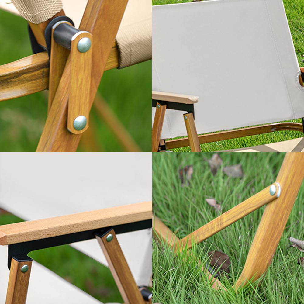 Silla de camping plegable, soporta hasta 150 kg, para jardín, balcón, playa, camping, silla de jardín, silla de pesca, silla de director (caqui, 2 juegos)