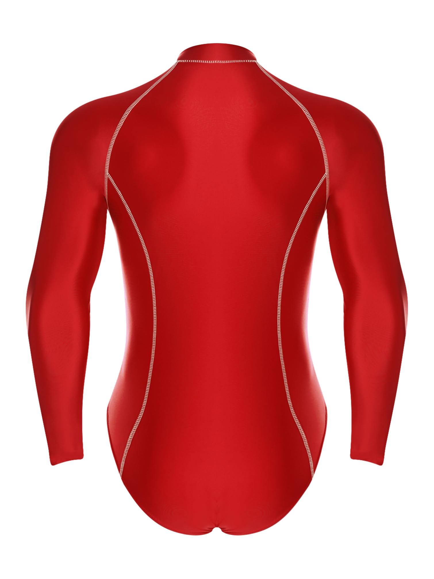TiaoBug Herren Sport Badeanzug ÖL Glanz Kompression Schwimmanzug Langarm Rashguard Badeshirt Schwimmshirt und Badehose Kurz Badeshorts Slip Surfen Tauchen Outfits