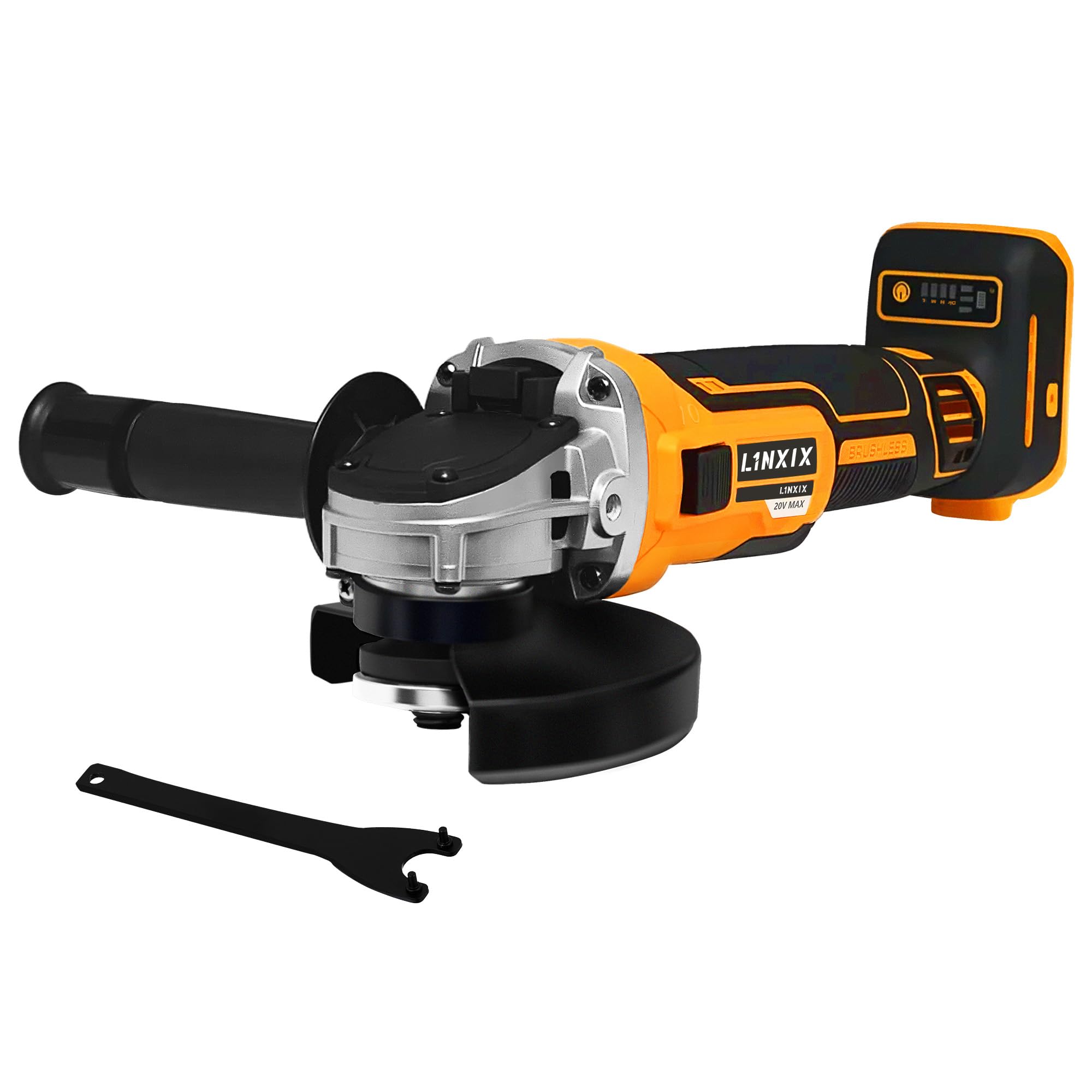 Cordless Angle Grinder 115mm (4-1/2"), 18V/20V Brushless Grinder Tool Compatible with DEWALT 20V MAX Battery, 4 Variable Speeds Up to 8500RPM, Portable Power Tool for Cutting & Grinding (Bare Tool)