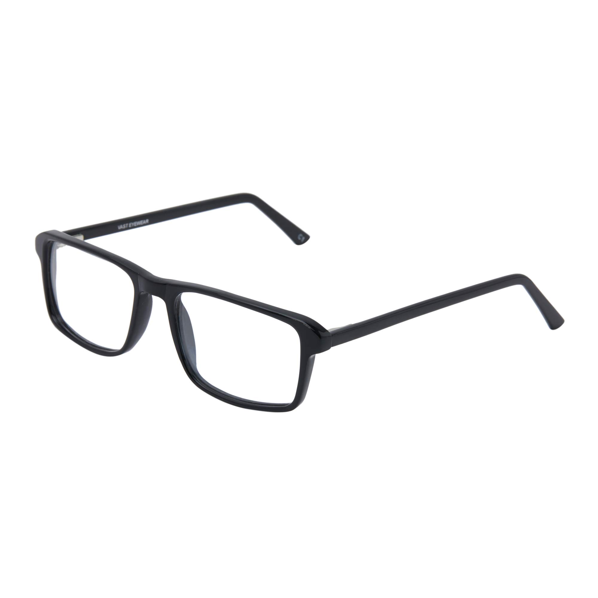 VASTAcetate Spring Action Spectacle Frames For Men, Women, Boys, Girls (Unisex) - Medium Size Optical | Spectacle | Eyewear Frames | Eyegl (ACETATE_1002) (Black)