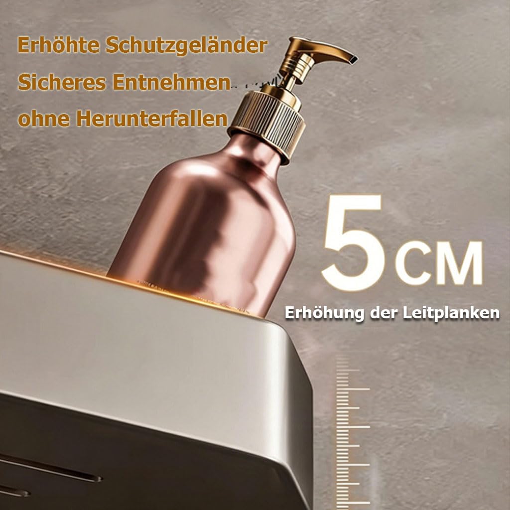 Duschablage Ohne Bohren Rostfreie Aluminium, Shampoo Halterung für Dusche, Platzsparender Wandorganizer Duschregal Eckablage für Kosmetik Pflegemittel,Grau,2Stufe