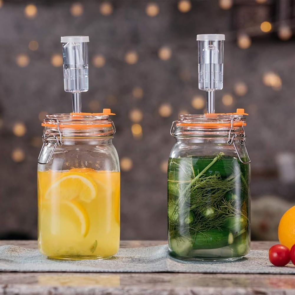 Tarro de Fermentación de 1.5 litros, Tarro de Vidrio para Fermentar Chucrut, Vino y Más.