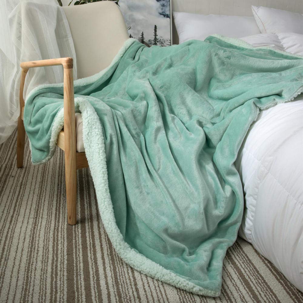 VHKJewE Blanket Throw for Bed Mint Throws for Sofas Large Fall and Winter Fleece Soft and Cosy Heavy(Mint,160x240cm)