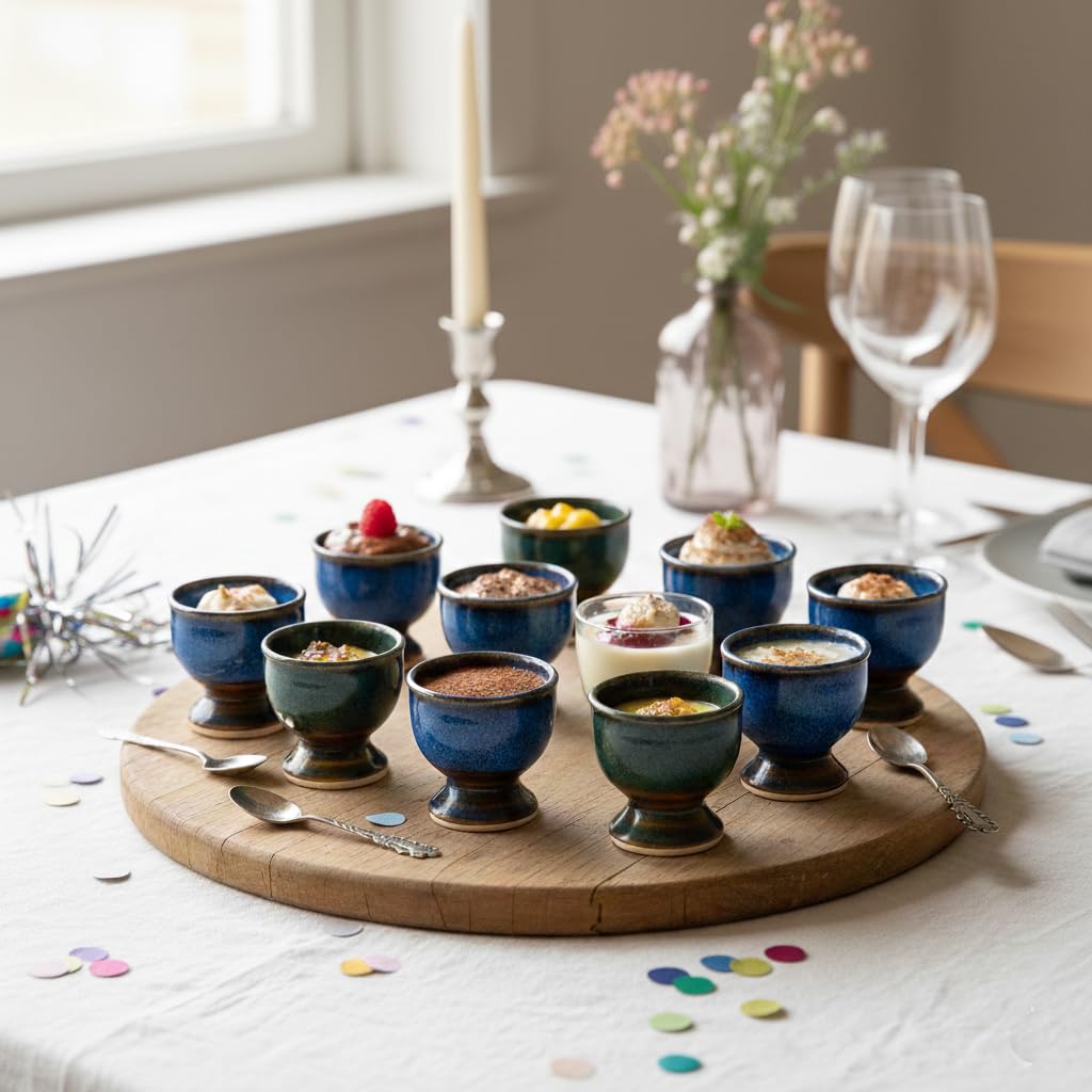 Zruddha Cuplet - Handcrafted Ceramic Egg Holder - Designer Tableware for Eggs & Petite Servings (1 Pc) (Plankton Blue) 3