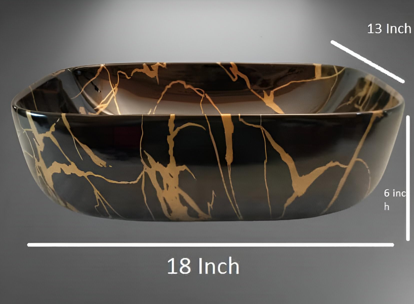 OSOSAM Tabletop Wash Basin For Bathroom | Ceramic Glossy White Countertop Washbasin | Vessel Sink For Hotel, Dining Hall, Vanity | 18 x 13 x 5.5 Inches (MS-144)