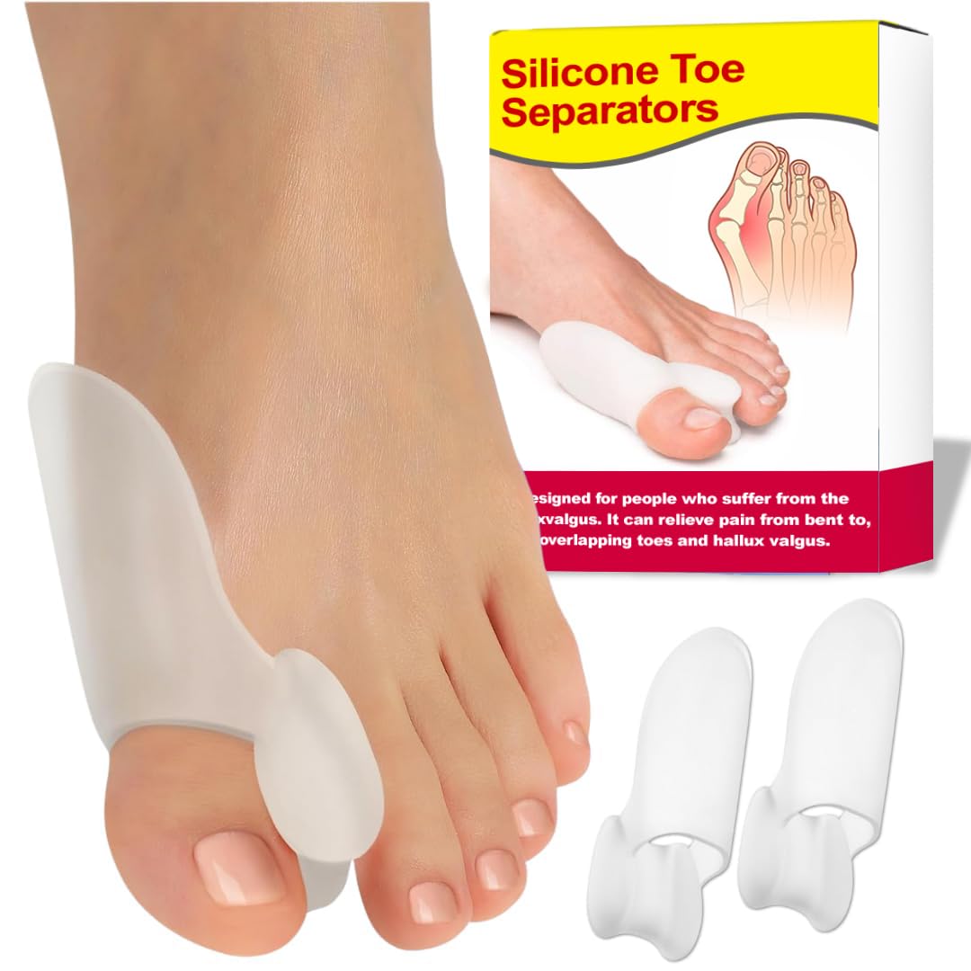 Gel Bunion Corrector & Toe Seperator | Bunion Pain Relief Hallux Valgus & Toe Alignment- Overlapping Toe Corrector for Women & Men (Pack of 2)-image-0