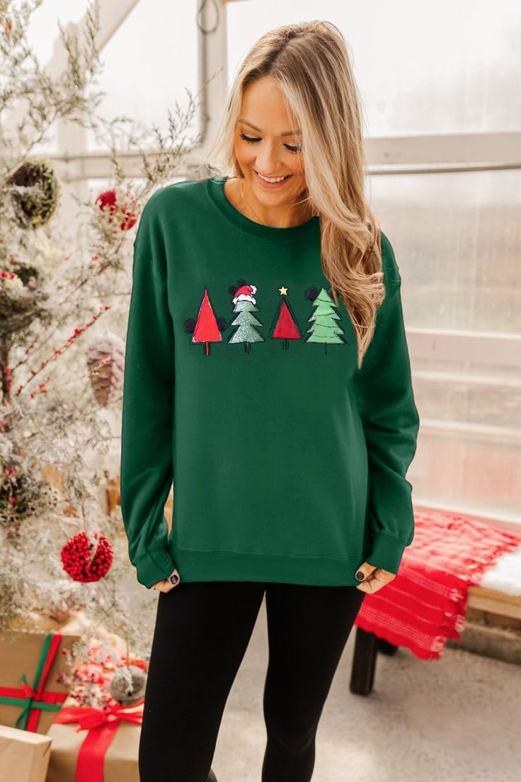 JINTING Christmas Sweatshirt for Women Christmas Tree Pullover Xmas Holiday Crewneck Sweatshirts Long Sleeve Top - Image 5