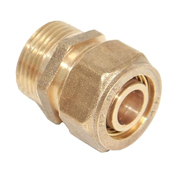 MagiDeal Solid Brass Screw Thread Compression Composite Male Aluminum Pipe Threaded Coupler Connector Adapter - yellow, S25 1''