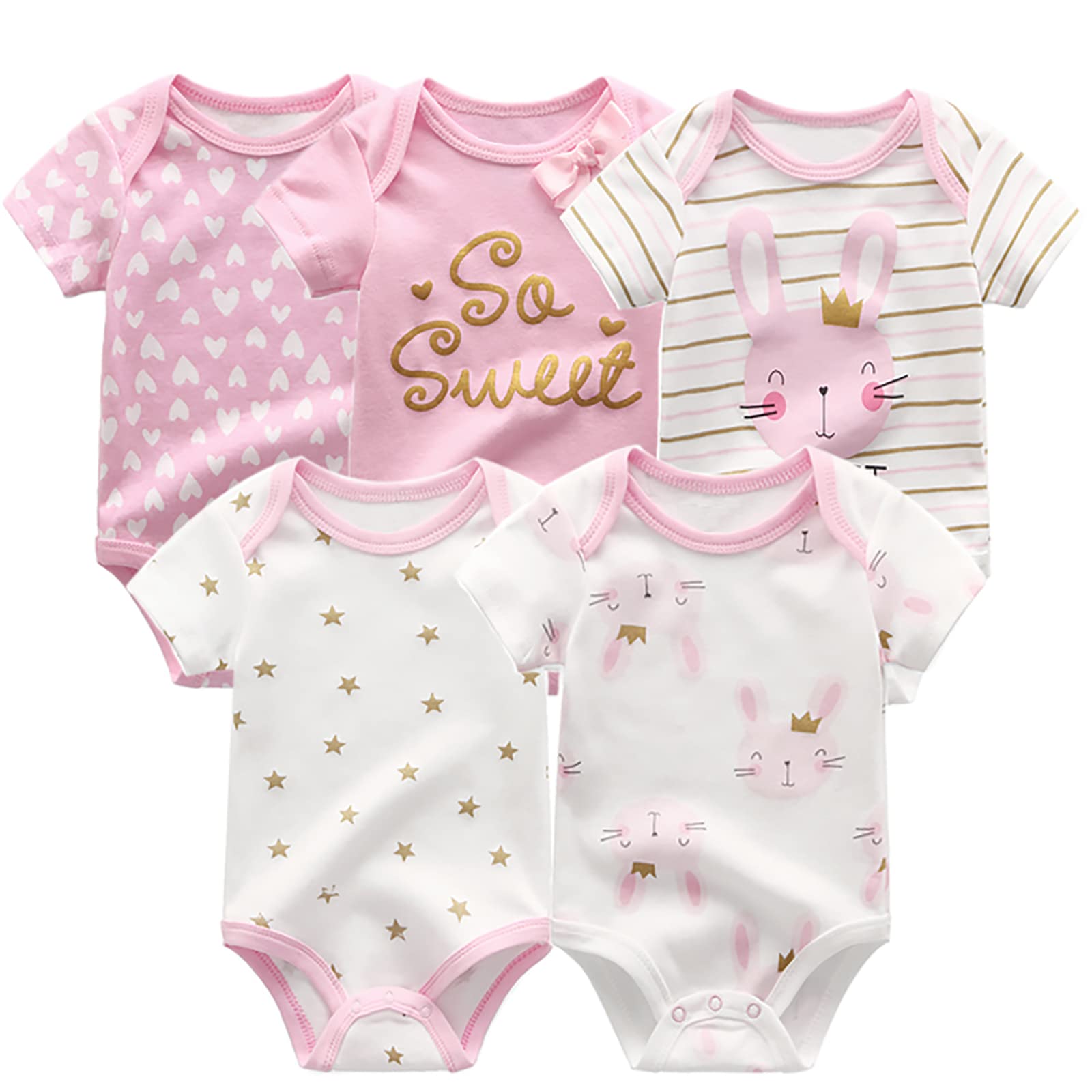 Chamie Baby Bodysuit Cotton Short Sleeve Vests for Newborn 5-Pack One-Piece Suit for Boy and Girl 0-12 Months… — view 17