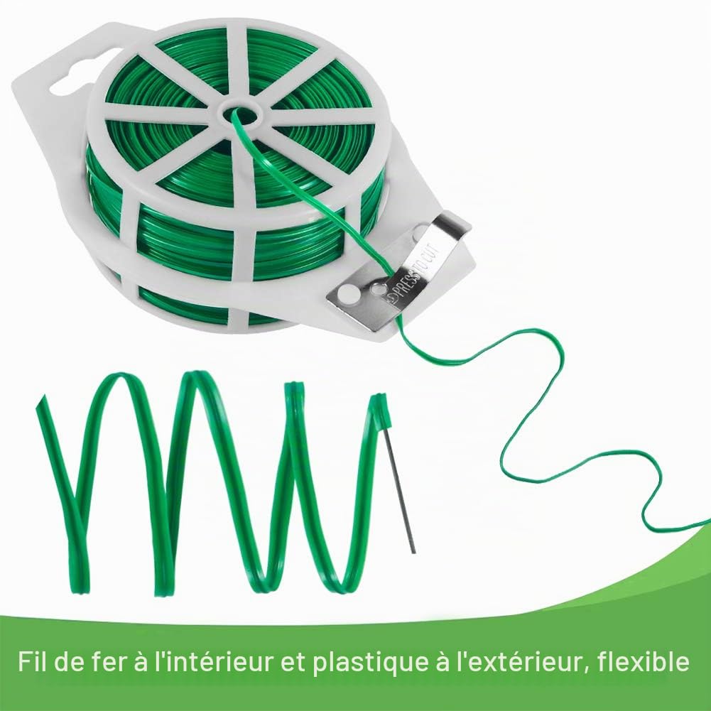 Tenn Well Fil de Serrage pour Jardin, 100 M, Fil Torsadé pour Plantes Grimpantes, Vignes, Arbustes et Fleurs (Vert)