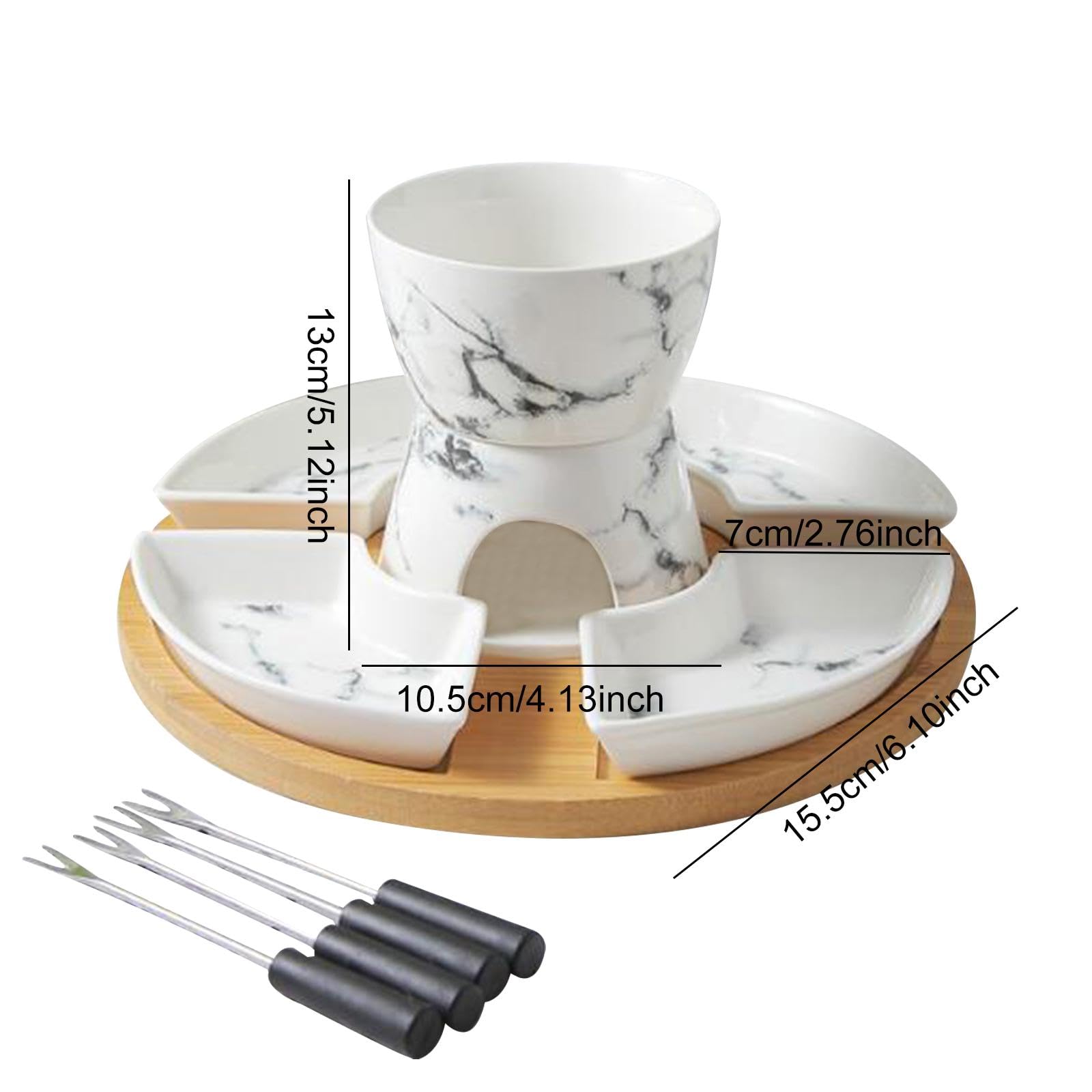 Service à Fondue avec Bougie Chauffe-Plat et Caquelon à Fondue Au Chocolat pour Fromage Au Caramel