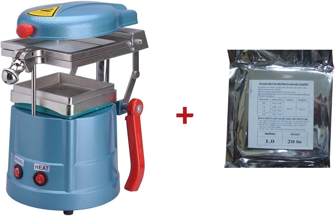 Dental Vacuum Molding & Forming Machine Lab Equipment Former Molder +20pcs Splint Thermoforming Material Vacuum Forming Hard