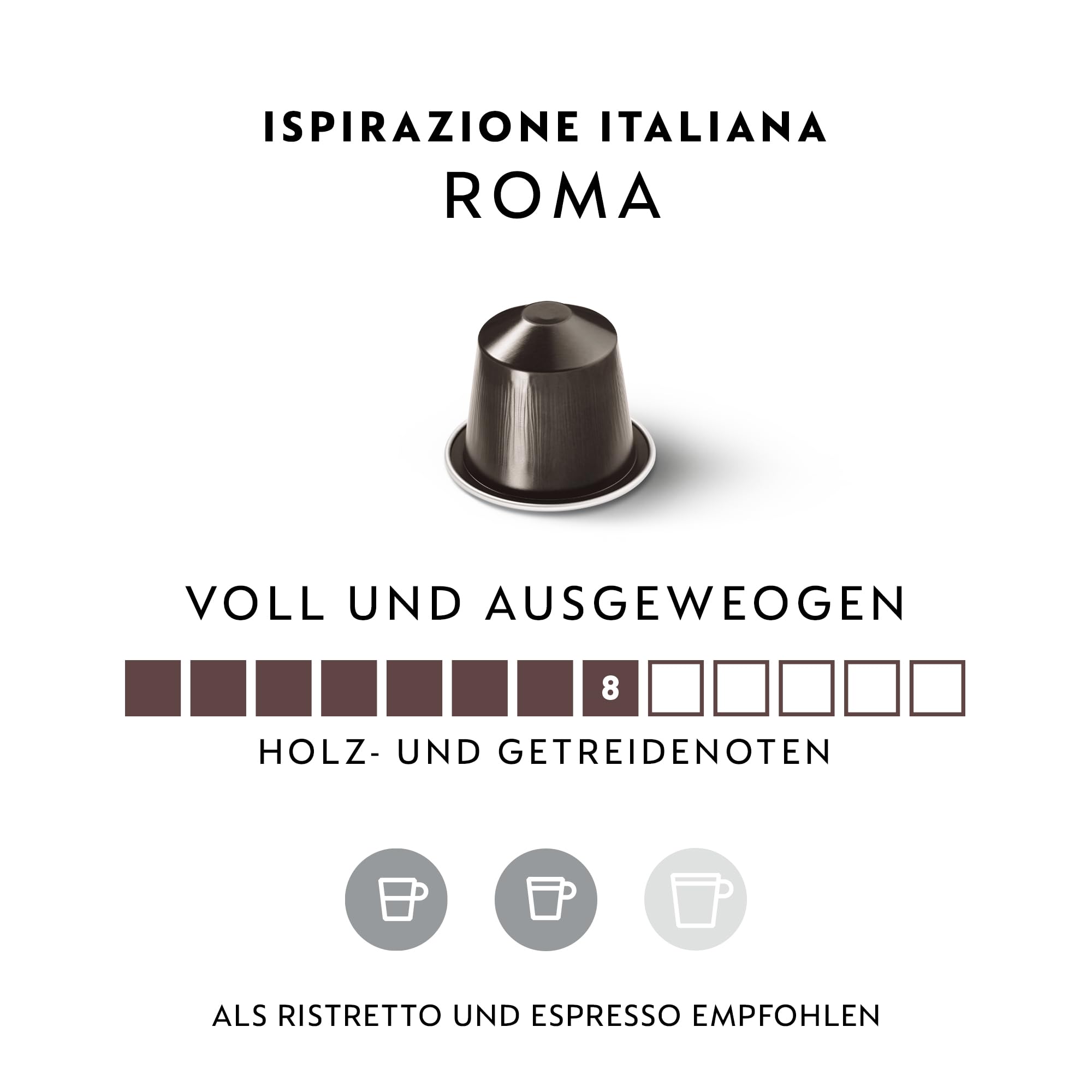 NESPRESSO ORIGINAL Ispirazione Roma 100 Kaffeekapseln | Arabica Kaffee, Mittlere Röstung, Intensität 8, Ideal für Espresso
