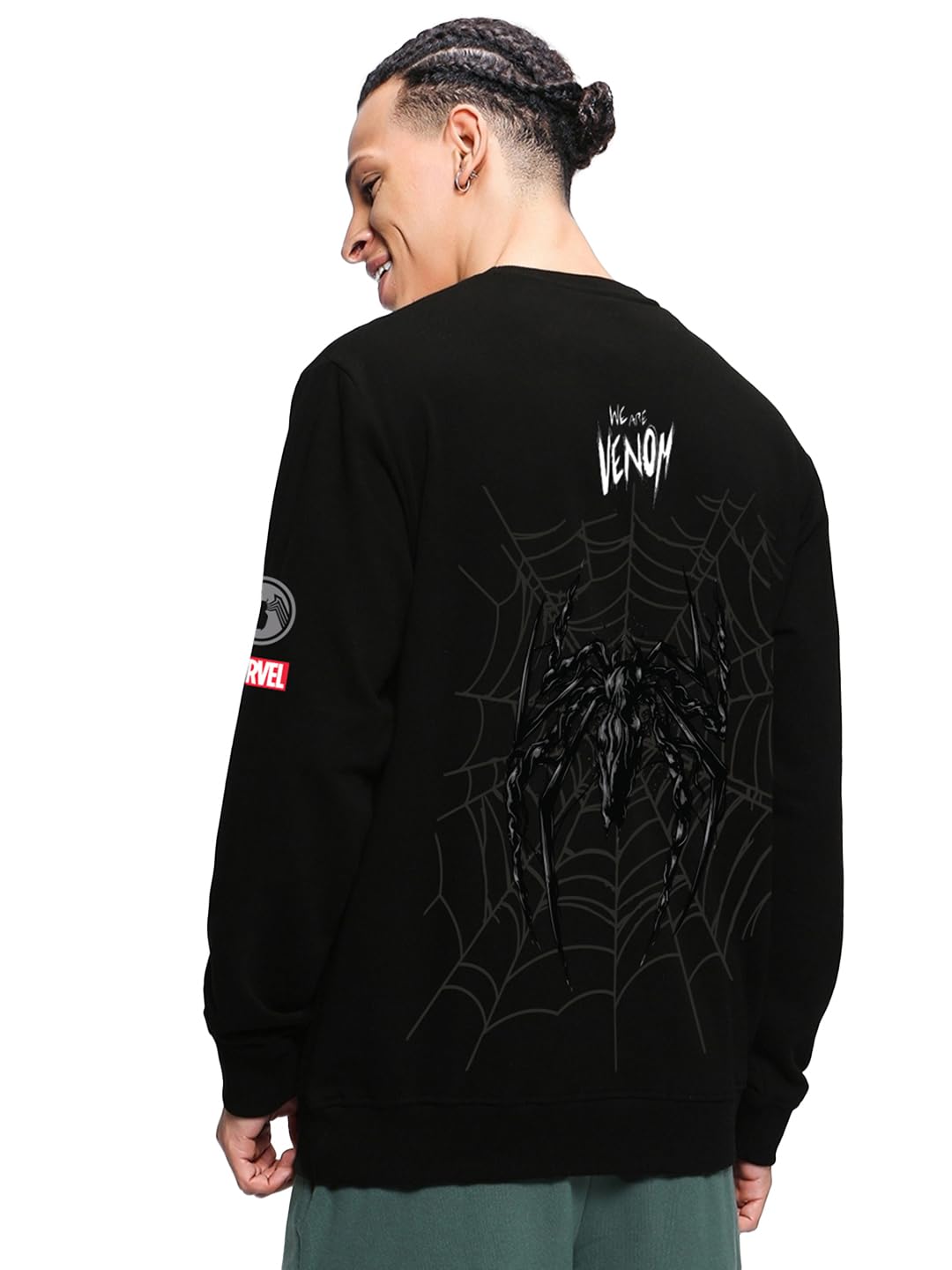 bewakoof Official Marvel Merchandise Symbiote Men's Graphic Printed Regular Fit Full Sleeve Round Neck Fleece Sweatshirt-picture-48