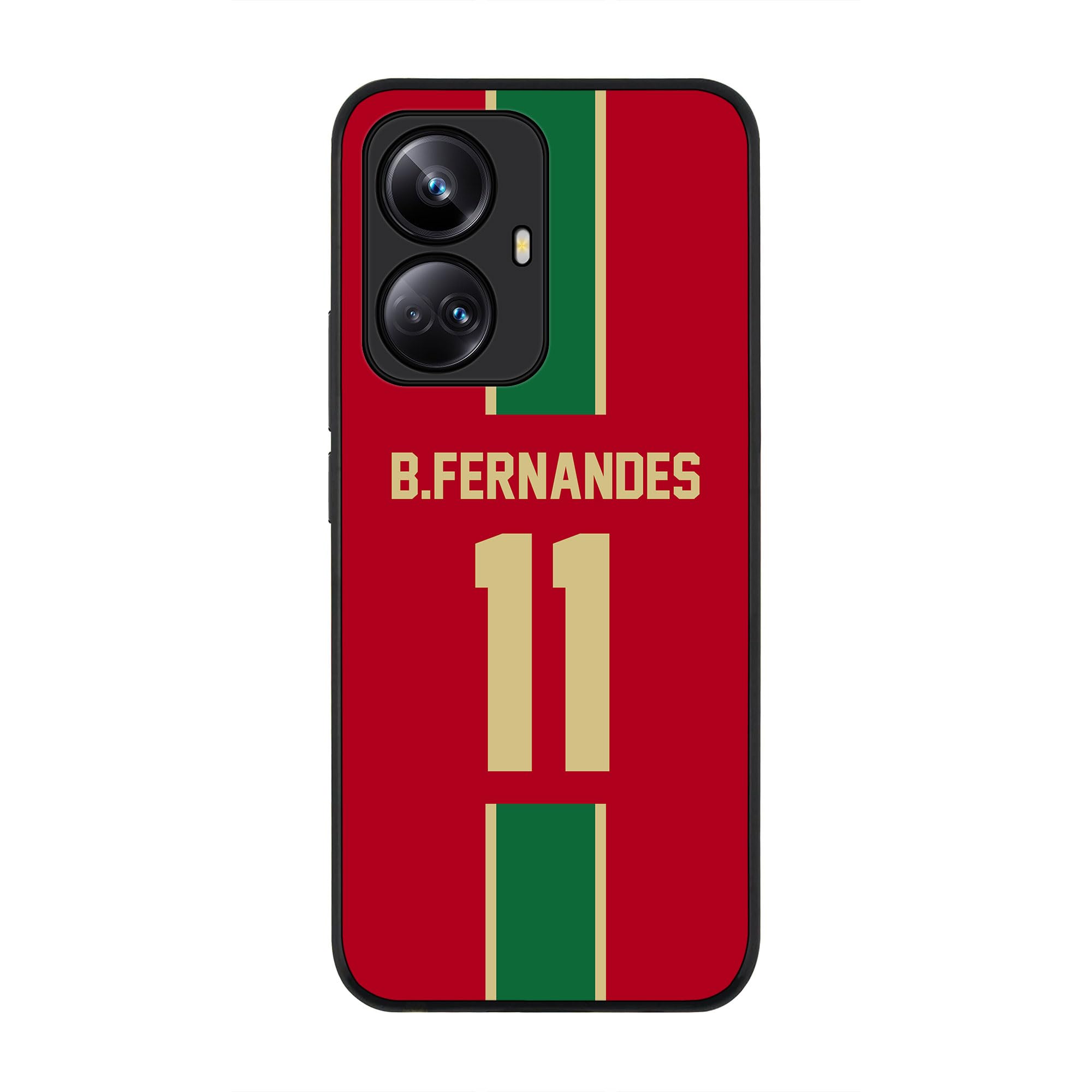 Stylizedd Cover for Realme 10 Pro Plus 5G Case, Rugged Black Slim fit Soft Flexible Anti Drop TPU Gel Thin Protective Phone Cases - Football Team - Portugal Case, Player Name - B.Fernandes