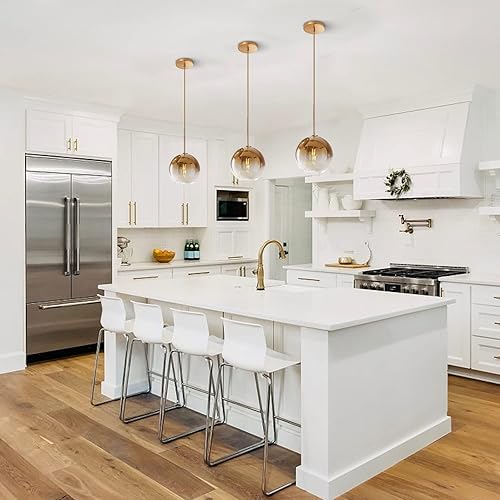 Miniatura 5 de KCO Iluminación de cristal ámbar lámpara colgante moderna grande globo colgante iluminación latón cepillado oro lámpara colgante lámpara mediados de