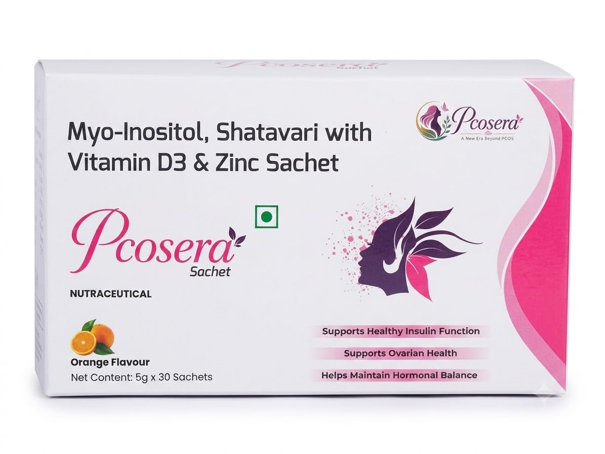 [BRSRY2YDBMFWEHLZ] PCOS & PCOD Supplement with Myo-Inositol, Shatavari with Vitamin D3, Zinc & Folic Acid Sachets | Orange Flavour | 30 Sachets x 5g | Nutraceutical Supplement