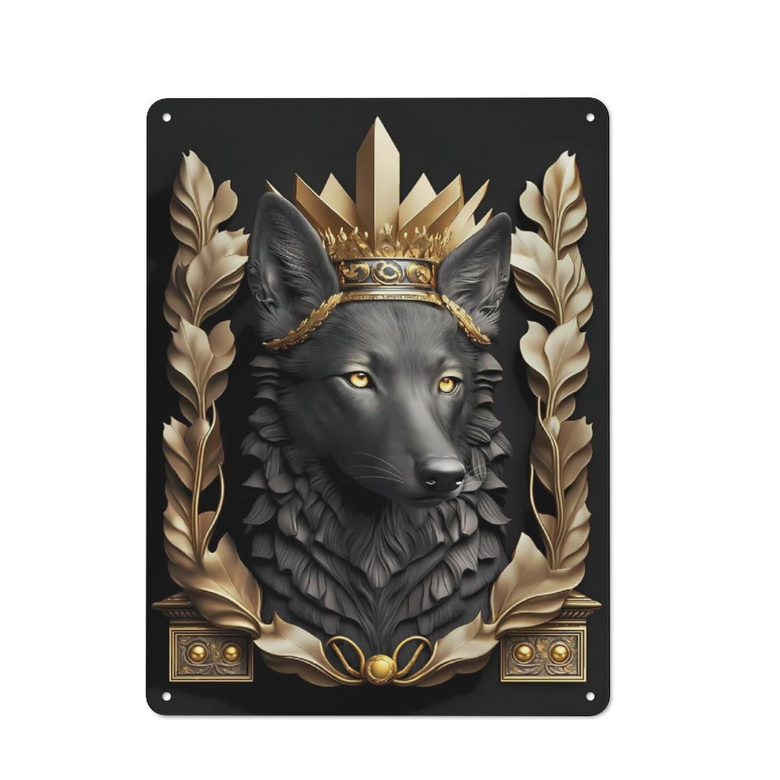 Junmoney Style-20 Outdoor Room Shed Metal Sign 40X30cm Featuring Noble King Wolf, Shed Wall Decor For Shed, Garden Room, Porch Or Garage