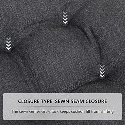 Race Leaf Outdoor Seat Cushions Set Of 2, 17" X 17" Square Patio Cushions, Plump Filling Tufted Water-Resistant Olefin Chair Seat Cushion With Ties For Non-Slip Support, Gray #TOP5