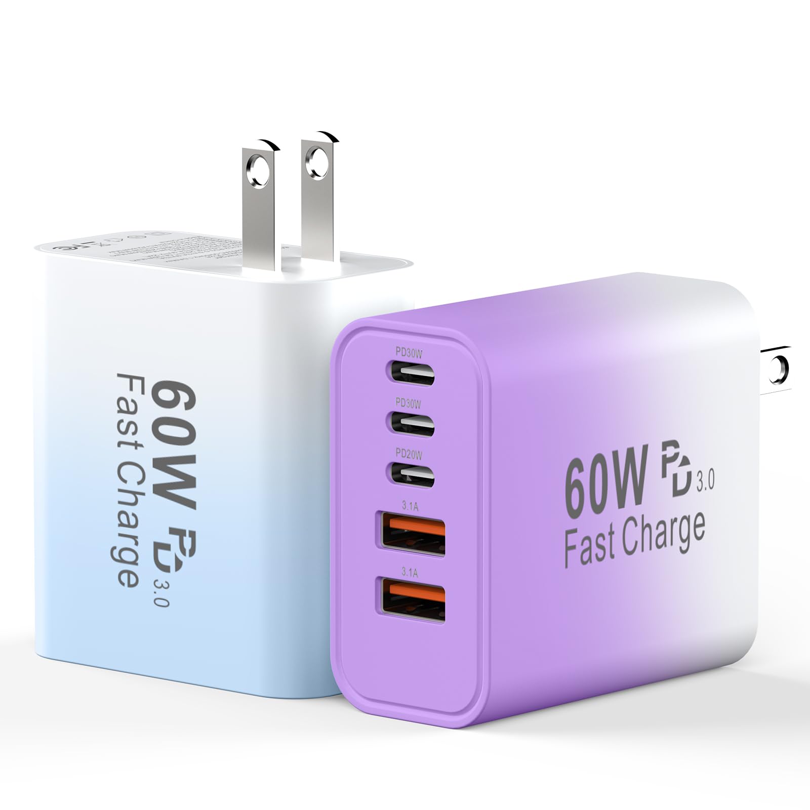 USB C Fast Charger Blocks, 60W iPhone USB Type C Wall Charging Power Blocks