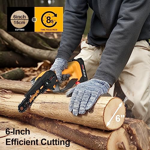 Wemars Mini Chainsaw 6-Inch With 2 Battery Mini Electric Chain Saws Cordless Handheld Portable Small Chainsaw For Wood Cutting thumb #5