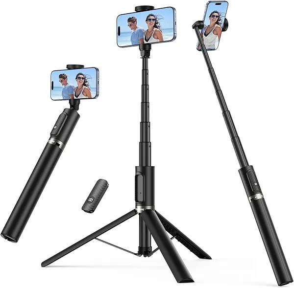 SYNCWIRE 55" Selfie Stick Phone Tripod for iPhone, All-in-one Extendable Aluminum Selfie Stick with Remote, Travel Tripod for iPhone 17/16/15/14/13/12 Series and More Smartphones