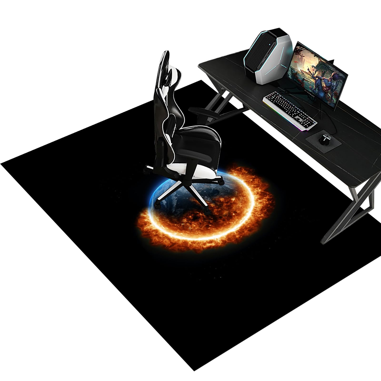Fzamudng W1 - 107 Office Chair Mat For Carpeted Floor, Heavy Duty Computer Gaming Chair Mat, 70 X 90 Cm Low/No Pile Carpet Protector Chair Mat For Easy Glide, Hardwood Floor Protector Mat For Home And Office