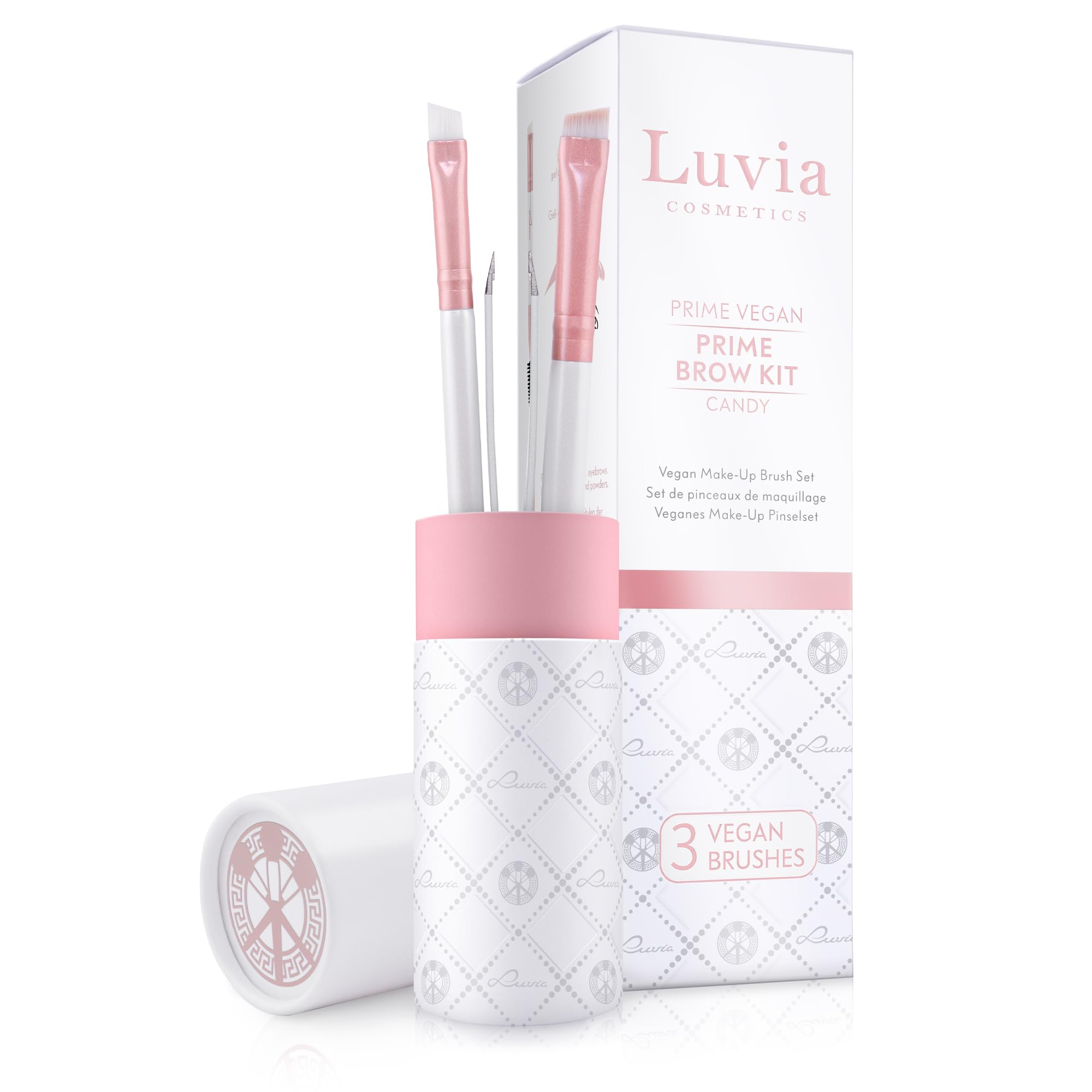 Luvia CosmeticsEyebrow Brush Set Prime Brow Kit - Brush Set, Makeup Brush & Tweezers, 3 Vegan Brushes