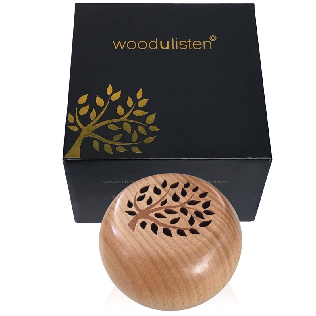 Wooden Wireless Mini Bluetooth Speaker - Beautiful Natural Sound - Use 1 or pair 2 for True Wireless Stereo (TWS) Technology, Sold individually or in a pair (Branch Design)