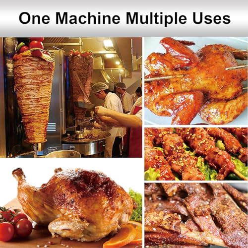 Vertikaler Rotisserie Ofengrill mit Ölauffangpfanne - Elektrische Shawarma Maschine, Gyros Rotisserie Grill, Edelstahl, 360° Drehbarer Kebab Drehofen, 300℃ Einstellung – Bild 7