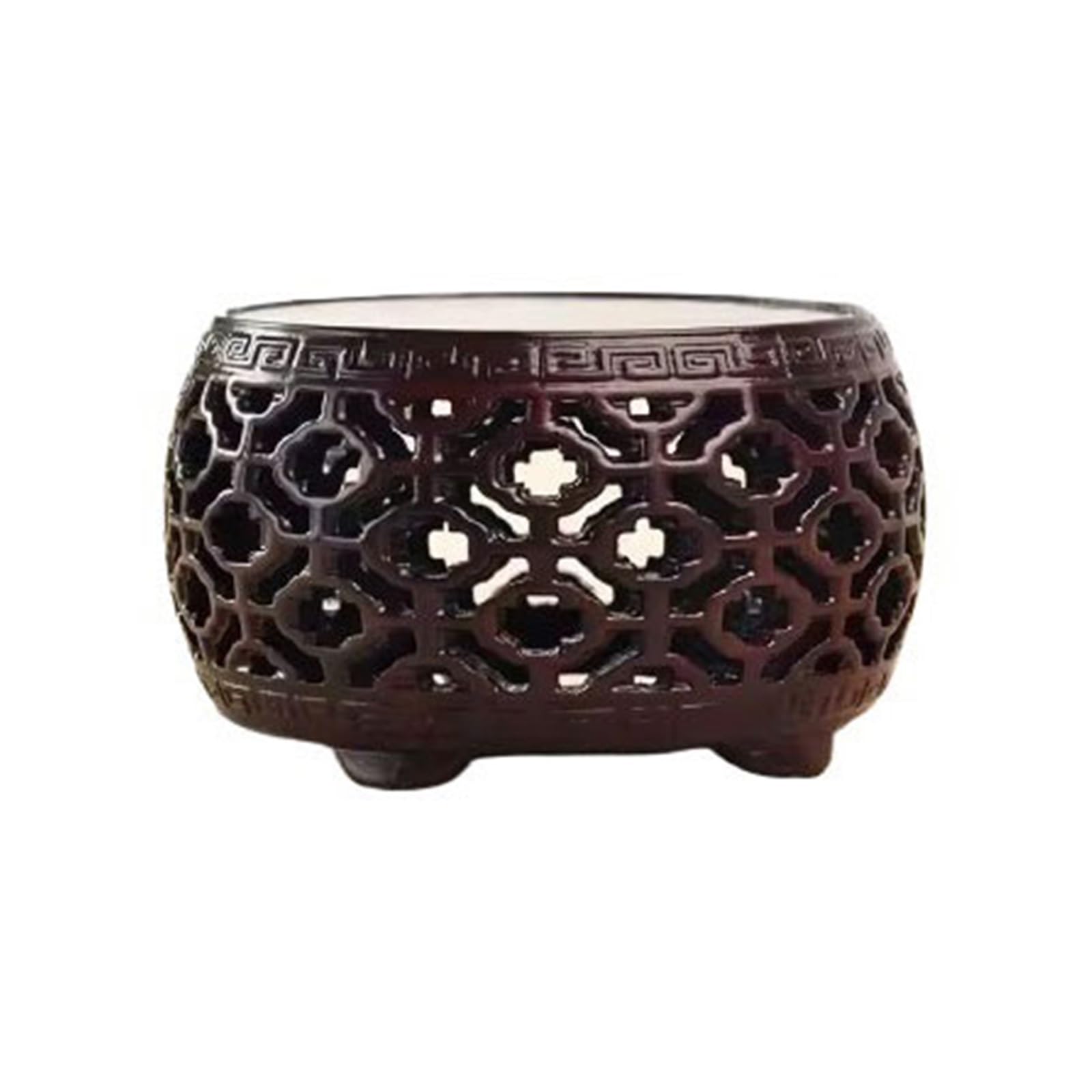 ZENY896V Home Miniature Openwork Carving Base Home Decorative Wood Display Shelf Decor(Medium)