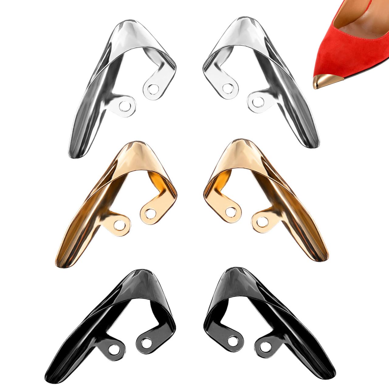 DEARMAMY 6PCS Metal Shoes Pointed Protectors Hollow High Heels Toe Caps Elegant High Heel Tip Cover Durable Shoes Tips Cap for Protection Repair