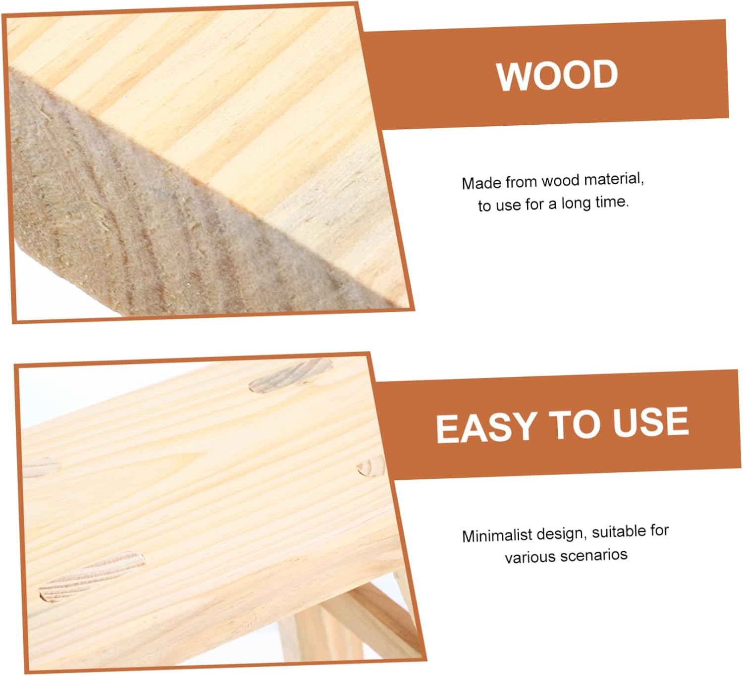 PRETYZOOM Wooden Footstool Smooth Surface Boys and Girls Step Stool Anti-Slip Comfortable