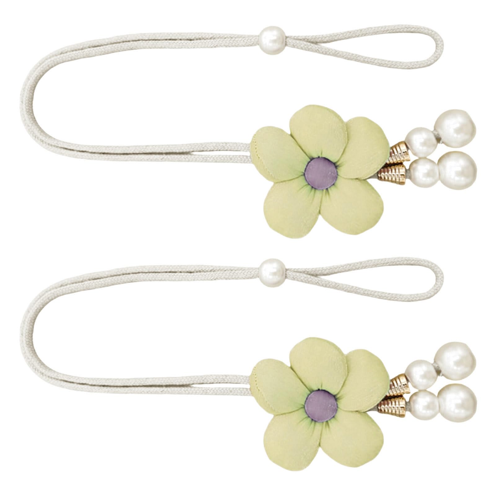 Elnwnnkc Creamy Yellow 2Pcs Curtain Tieback Flower Window Curtain Bind Holdback Buckles Rope Drapery Holders Decorative Curtains Holdbacks Holdback