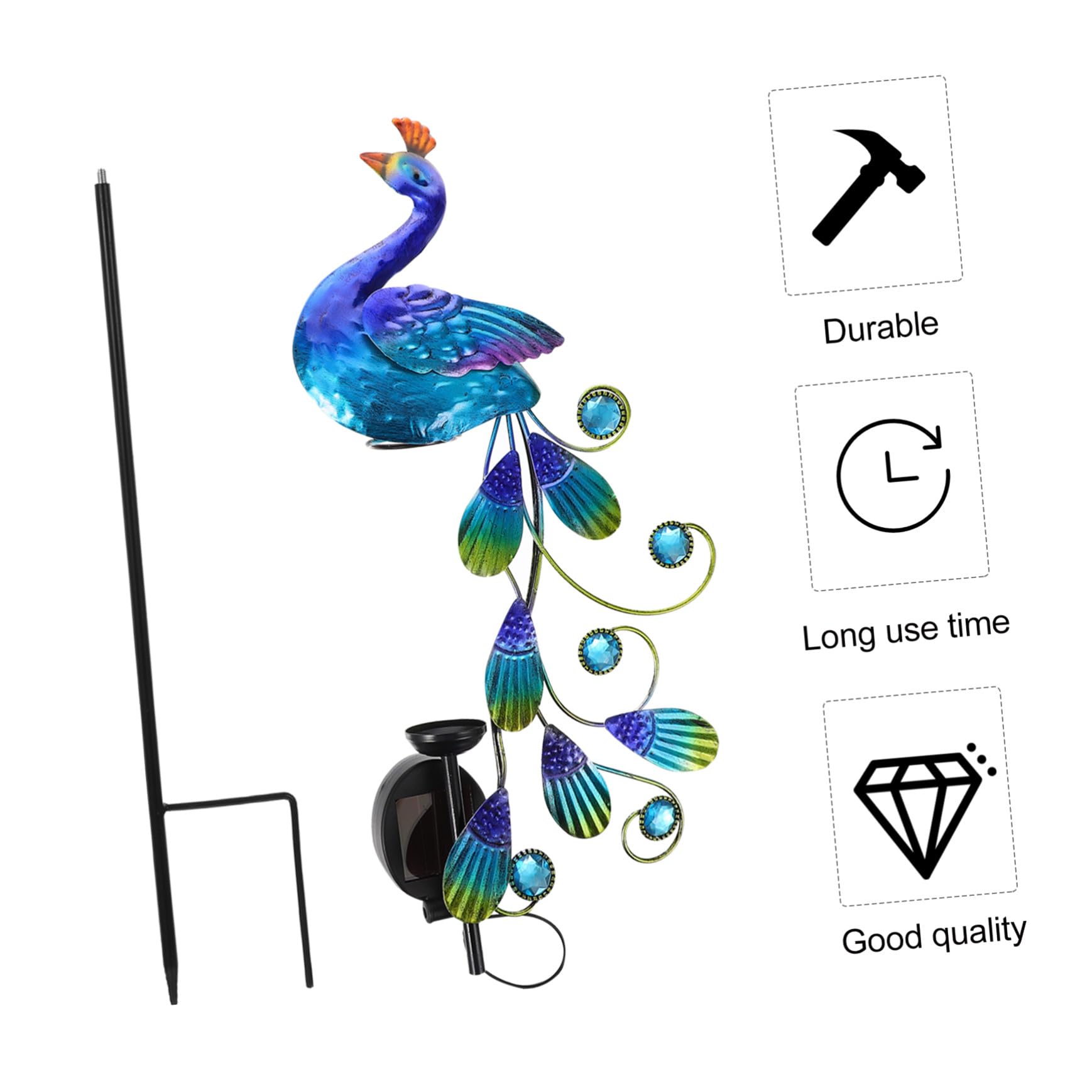 Gatuida Lumière Décorative de Jardin Solaire Paon en Fer, 1 Pièce