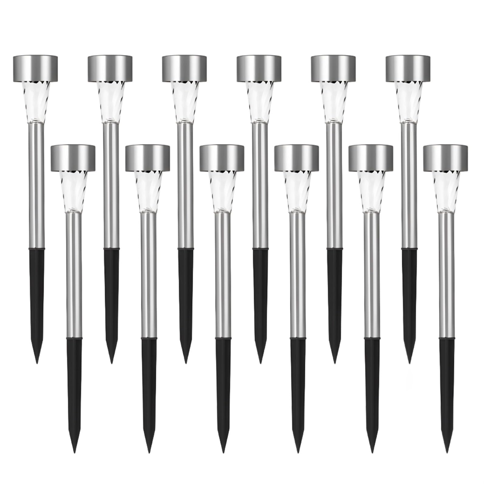 Bosreroy 12-Piece Solar-Powered Driveway Lights, Outdoor Stainless Steel Tubes, Ip33 Waterproof, Auto Sensor, 29.5 X 4.5 Cm